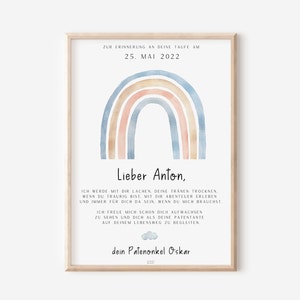 carta padrino para ahijado arcoiris - regalo para bautizo de padrinos - certificado bautizo - carta bautismal ahijado - regalo para ahijado