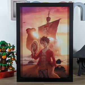 One Piece Lightbox - Poster anime di Rufy e della nave Going Merry - Lightbox per gli appassionati di manga