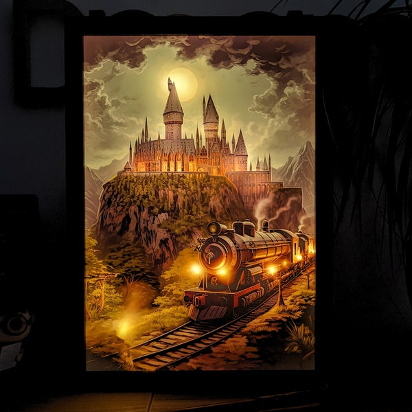 Cadre lumineux LED Harry Potter – Voyage dans le Poudlard Express – Décoration magique pour Potterheads