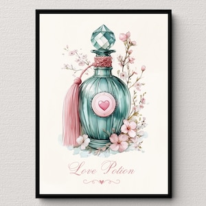 Love Potion Art mural vintage floral avec une touche fantaisiste