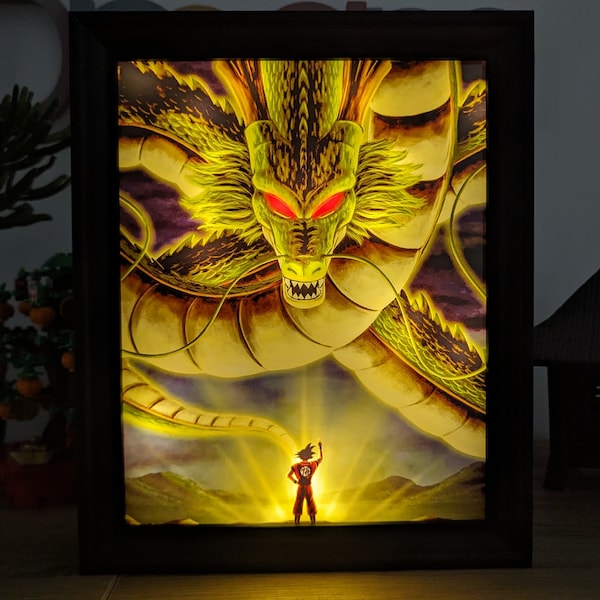 Cadre lumineux Dragon Ball - poster manga de Shenron - lightbox pour fan d'anime