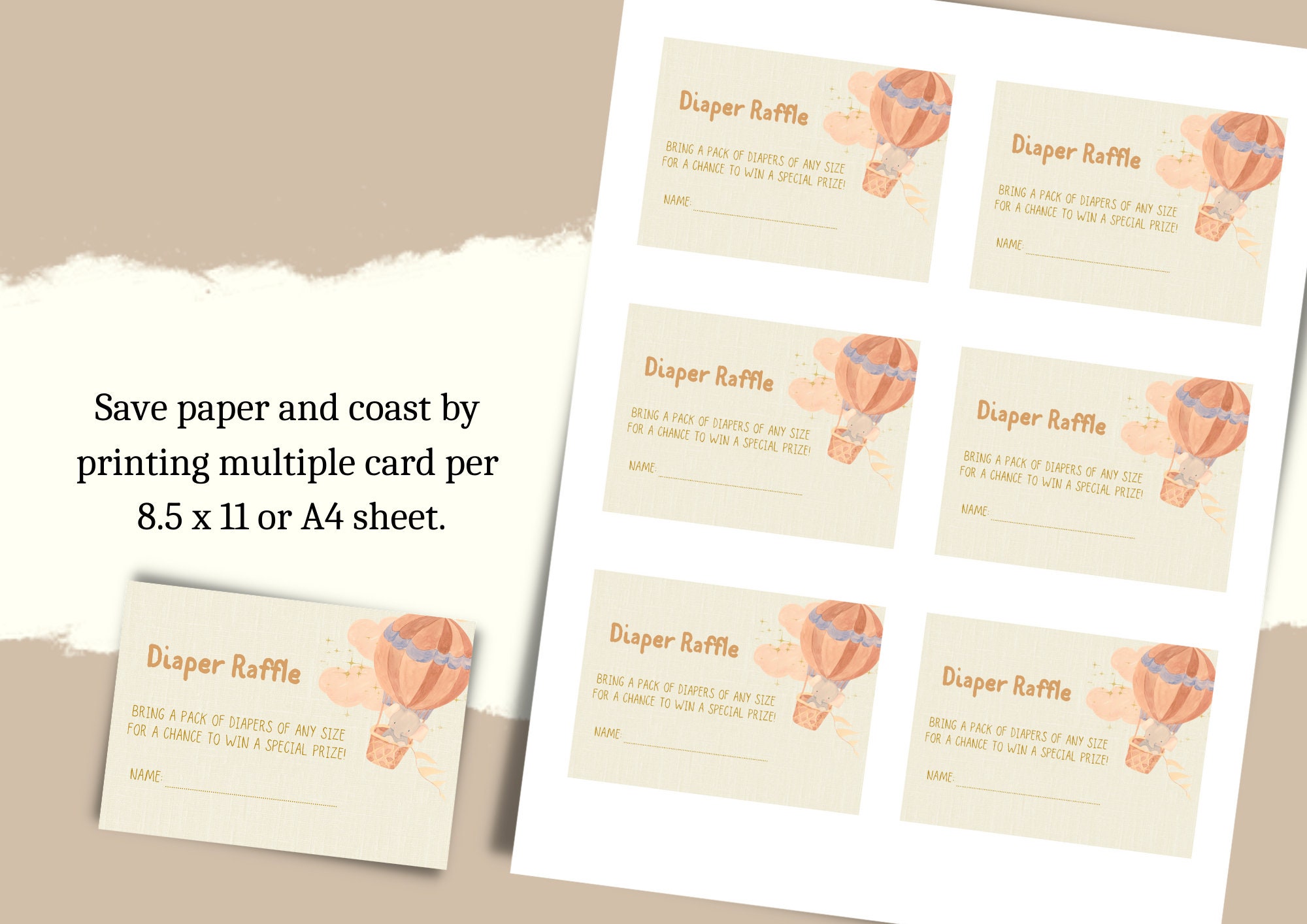 Elephant Diaper Raffle Sign and Cards Printable Diaper Raffle - Etsy Canada