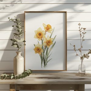 Kruissteekpatroon met narcissen getelde kruissteekontwerpen geboorte bloem borduurpatroon pdf maart geboorte bloem kruissteekkunst