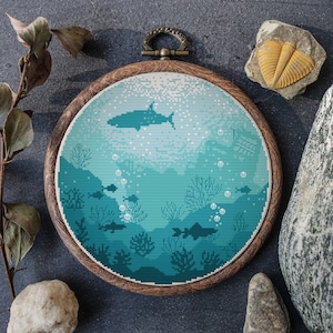 Marine Cross Stitch Pattern Pdf Ocean Embroidery Designs Under The Sea Cross Stitch Chart Count Simple Cross Stitch Digital Downloads