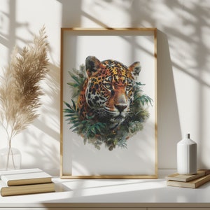 Cross Stitch Pattern With Jaguar, Animal Cross Stitch Chart, Watercolor Cross Stitch Designs, Jungle Embroidery, Counted Cross Stitch PDF