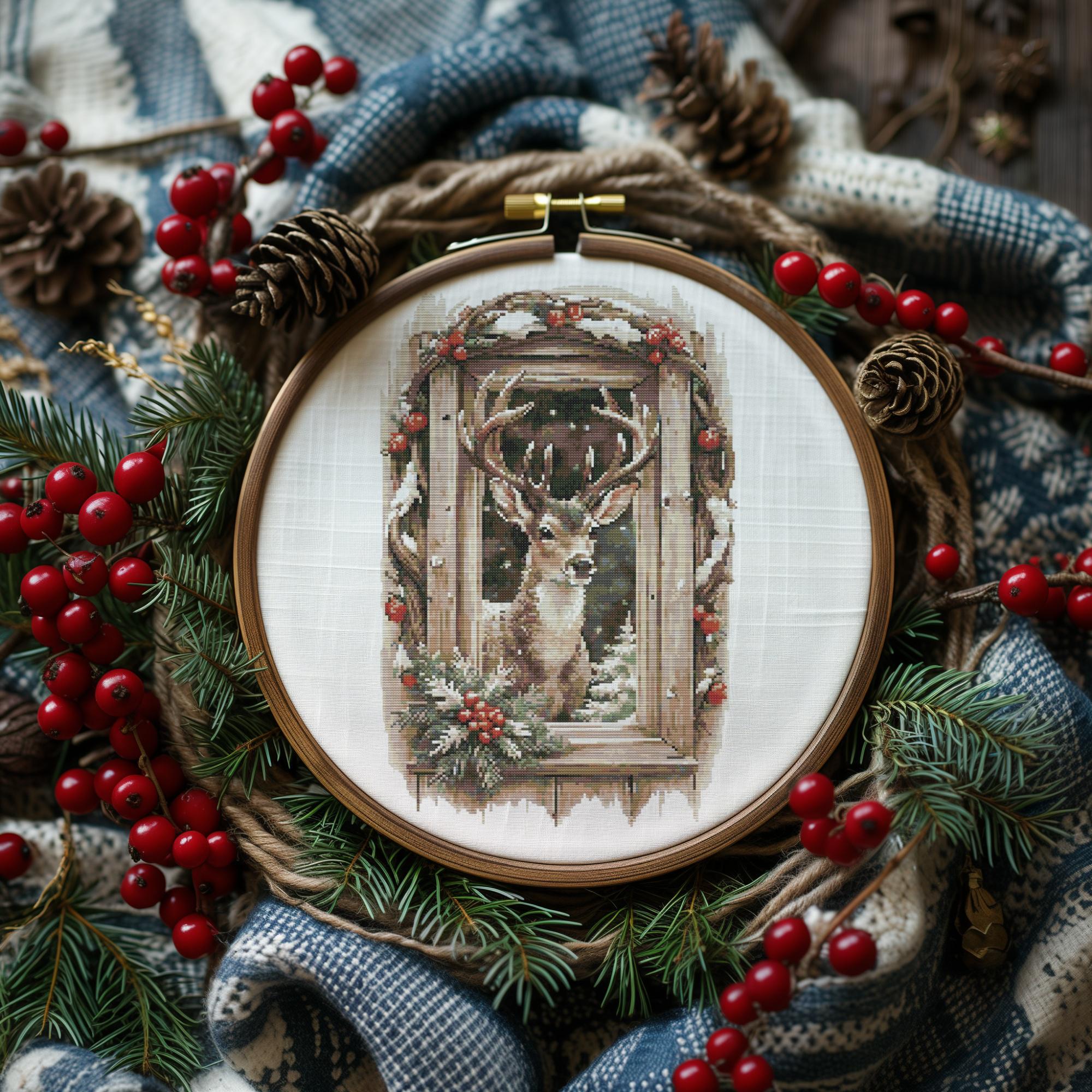 Deer Cross Stitch Pattern Pdf, Counted, Christmas Embroidery Patterns ...