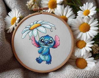 Counted Cross Stitch Pattern With Stitch, Small Embroidery Pattern, Nursery Cross Stitch Pdf, Simple Cross Stitch Chart, Stitch Lover Gifts