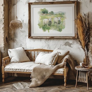 Cross Stitch Pattern With Sheep, Animal Cross Stitch Design, Nature Cross Stitch Chart, Counted, Rustic Scenery Embroidery Pattern, Mom Gift