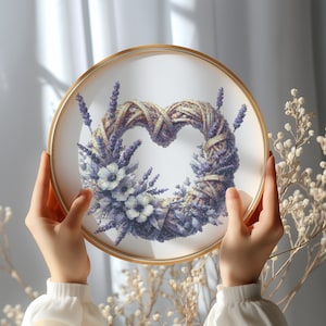 Floral Cross Stitch Pattern With Lavender, Counted Cross Stitch Designs, Embroidery File,  Cottagecore Cross Stitch Scheme, Diy Gifts