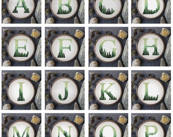 Alphabet Cross Stitch Pattern Green Forest Cross Stitch Designs Name Counted Embroidery Design Personalized Pattern Digital Downloads