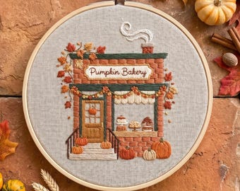 Fall Embroidery Pattern PDF, Cozy Hand Embroidery Designs With Pumpkins, Beginner Friendly, Do It Yourself Pattern, Fall Cottagecore Decor