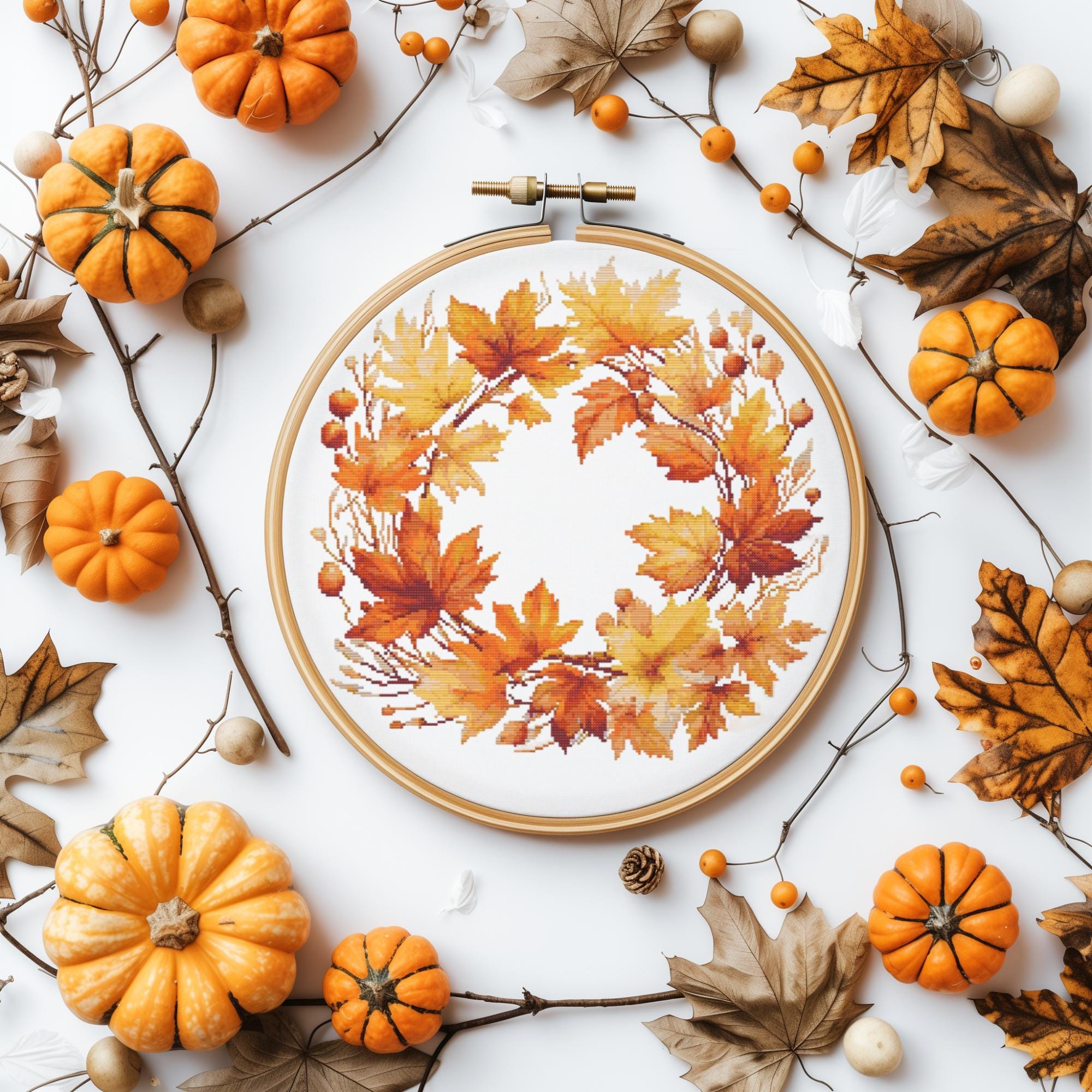 Cross Stitch Pattern With Fall Flowers Counted Autumn Embroidery ...