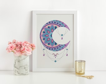 Dreamcatcher Cross Stitch Pattern With Moon Count Boho Dreamcatcher Embroidery Pattern Sampler Handmade Home Decor Instant Downloads
