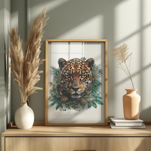 Animal Cross Stitch Pattern With Jaguar, Jungle Cross Stitch Designs, Modern Cross Stitch Chart, Wild Nature Embroidery Pattern, Counted