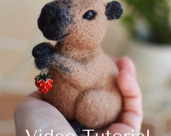 Tutorial de fieltro con capibara, patrón de juguete de fieltro, video de fieltro con aguja de lana, lección en video de animales de fieltro, PDF de juguete de fieltro, hazlo tú mismo