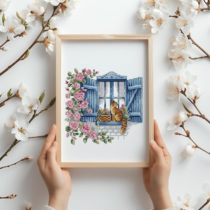 Cat Cross Stitch Pattern Counted Cross Stitch Charts Modern Embroidery Cottagecore Cross Stitch Designs Floral Cross Stitch Art Saga File