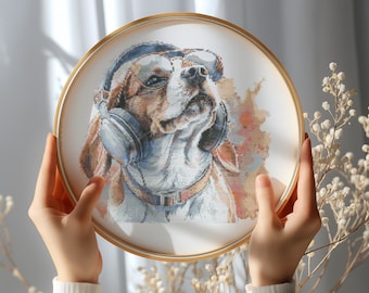 Counted Cross Stitch Pattern Pdf With Beagle, Pet Cross Stitch Chart With Dog, Pet Embroidery Designs, Gift For Dog Mom