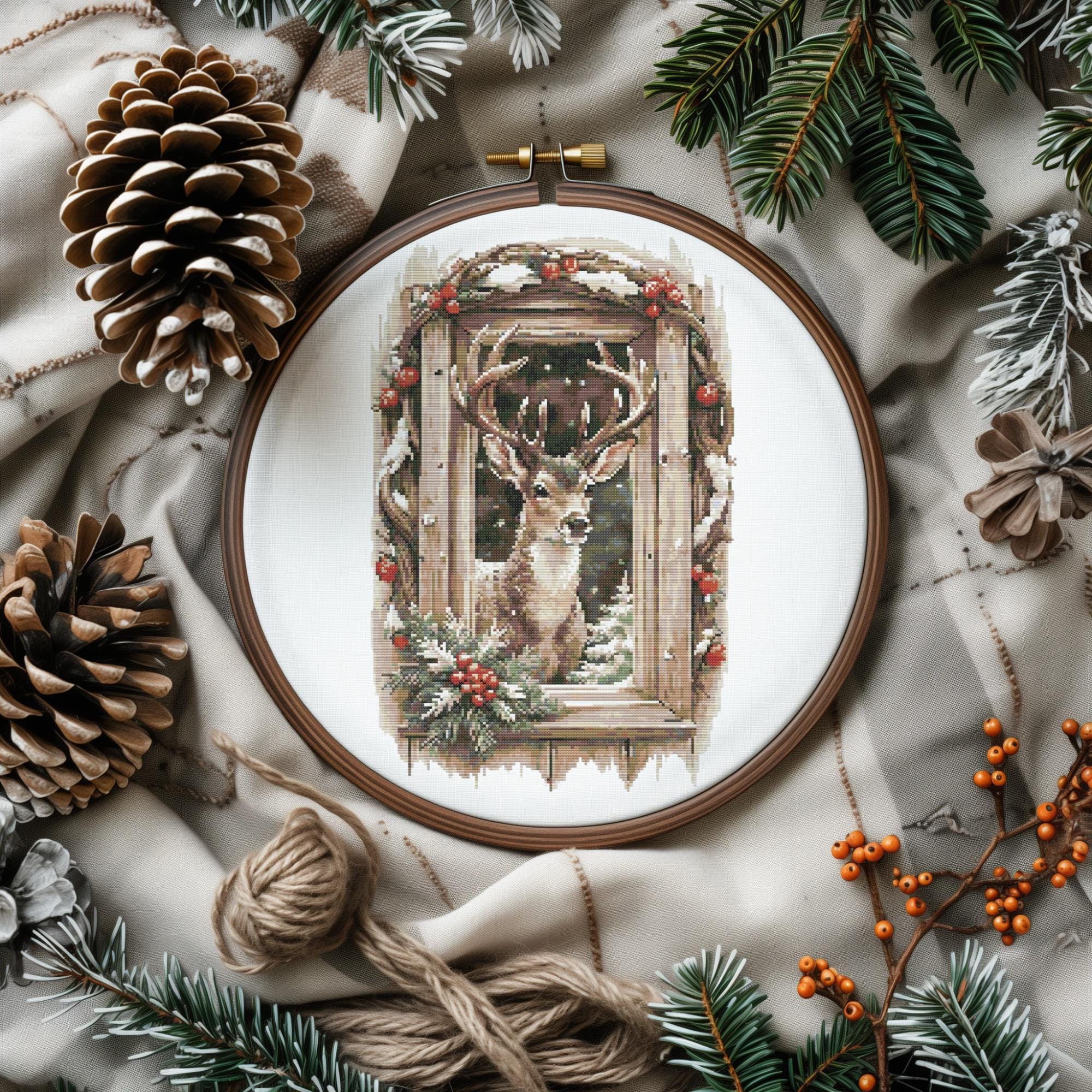 Deer Cross Stitch Pattern Pdf, Counted, Christmas Embroidery Patterns ...