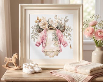 Custom Cross Stitch Pattern With Vintage Baby Outfit, Counted Embroidery Designs, Nursery Cross Stitch Pdf, Pattern Keeper, New Born Gift