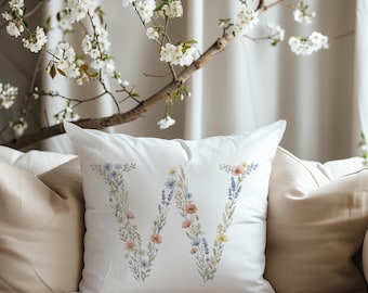 Aangepaste kruissteek pdf, bloemen letter W kruissteekpatroon, getelde monogram kruissteektabel, patroonhouder, gepersonaliseerde geschenken