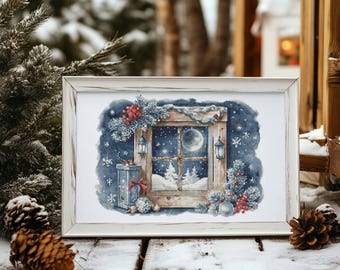 Cross Stitch Pattern PDF, Christmas Scenery Winter Cross Stitch Charts, Christmas Embroidery Designs, Counted Modern Cross Stitch Designs