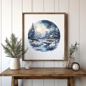 Natur Kreuzstichmuster Mit Bergen, Landschaft Kreuzstich Designs, Winter Hütte im Wald Stickmuster, Kreuzstich gezählt
