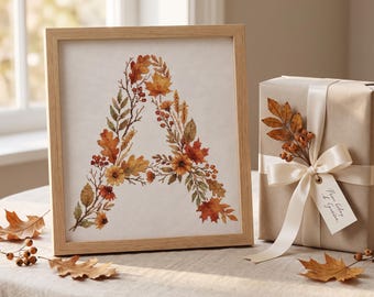 Custom Initial Cross Stitch Pdf, Fall Letter Cross Stitch Pattern, Counted Monogram Cross Stitch Chart, Pattern Keeper, Personalized Gifts