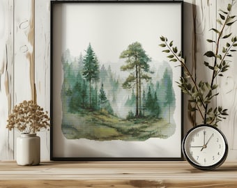 Bos kruissteekpatroon, getelde kruissteek pdf, landschap kruissteekontwerpen, bos borduurpatroon, op de natuur geïnspireerde geschenken