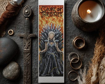Bookmark Cross Stitch Pattern Pdf, Game Of Thrones Ispired Embroidery File, Counted Cross Stitch Designs, DIY Christmas Gift For Book Lover