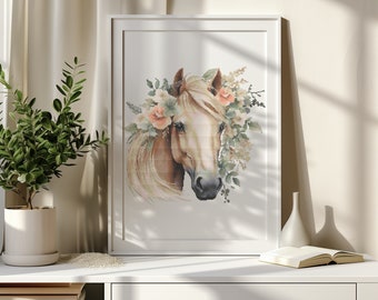 Gráfico de ponto cruz de cavalo, desenho de ponto cruz floral, gráfico de ponto cruz contado, padrão de bordado de animais, presentes para amantes de cavalos