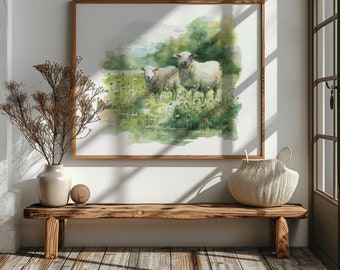 Cross Stitch Pattern With Sheep, Nature Cross Stitch Chart, Counted, Embroidery Pattern, Cottagecore Wall Decor, Christmas Gifts For Grandma