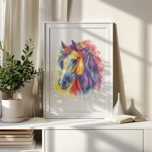 Cross Stitch Pattern Pdf With Horse Colorful Watercolor Cross Stitch Chart Modern Embroidery Designs Counted Nursery Cross Stitch Designs