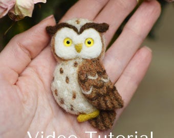 Felt Animal Brooch Video Pattern Felted Owl Tutorial Wool Needlefelting Video Lesson Wool Felt Toy Video Lesson Do It Yourself