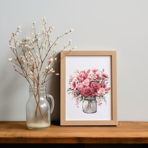 Bloemen kruissteekpatroon, Moederdag borduurpatroon, roze bloemen kruissteekkaart voor moeder, eenvoudige kruissteek, Moederdagcadeau