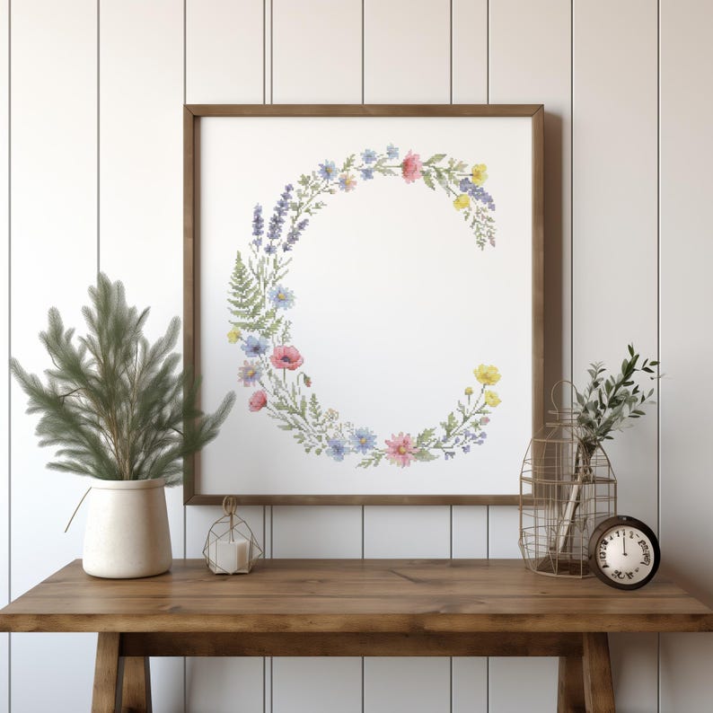 Custom Initial Cross Stitch Pdf, Floral Letter Cross Stitch Pattern, Counted Monogram Cross Stitch Chart, Pattern Keeper, Personalized Gifts image 1
