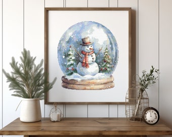 Cross Stitch Pattern With Snowman In Snow Globe, Counted Christmas Embroidery Pattern, Winter Holiday Cross Stitch Chart, Easy Cross Stitch