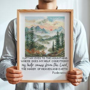 Christliches Kreuzstichmuster mit Psalmen Berglandschaft Kreuzstich-Design Religiöses Stickmuster Kreuzstichvorlage