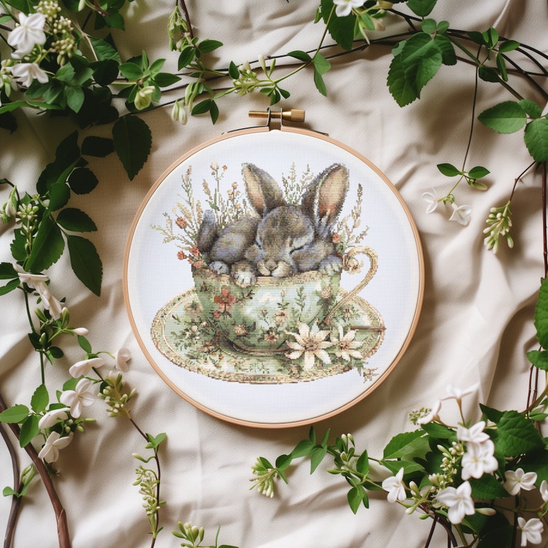 Cross Stitch Pattern With Cute Bunny, Modern Cross Stitch Designs ...