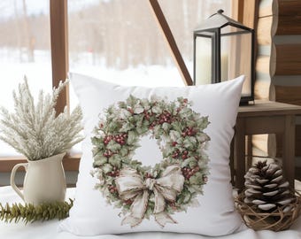 Kruissteekpatroon met kerstkrans, borduurpatroon getelde kerstkrans, aquarel kruissteektabel, decor wintervakantie