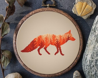 Fox Cross Stitch Pattern PDF, Woodland Animal Cross Stitch Designs, Counted Cross Stitch Chart,  Unique Gift For Nature Lover