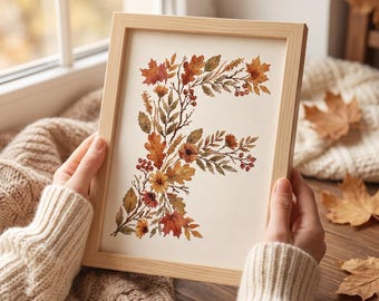 Custom Cross Stitch Pattern With Fall Monogram F, Family Name Embroidery Designs, Counted Cross Stitch Chart With Letter F, Pattern Keeper