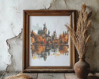 Geteld kruissteekpatroon pdf Magische school kruissteekontwerpen borduurpatroon voor jongen kinderkamer Tovenaarskasteel kruissteekkaarten