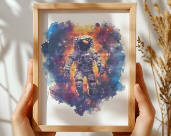 宇宙飛行士のクロスステッチパターン：宇宙をテーマにした刺繍