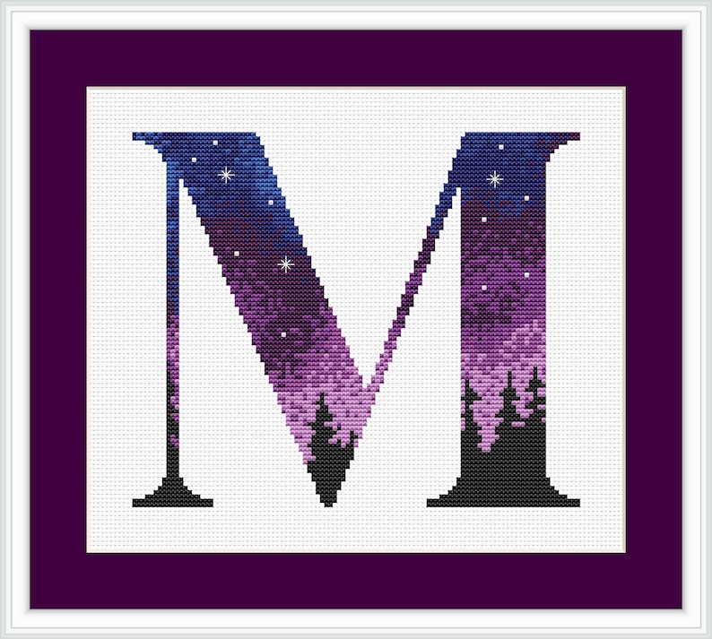 Cross Stitch Pattern Pdf Letter M Embroidery Pattern Modern Etsy