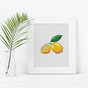 Small Cross Stitch Pattern Count Lemon Cross Stitch PDF Mini Cross Stitch Art Kitchen Embroidery File Easy Cross Stitch Chart For Beginner