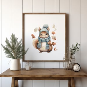 Kruissteekpatroon met schattige eekhoorn, kinderkamer kruissteekontwerp, dieren kruissteekkaart, dierenborduurpatroon voor kinderen, geteld
