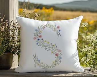 Aangepaste kruissteek pdf, geteld, bloemen letter S kruissteekpatroon, monogram kruissteekkaart, gepersonaliseerde geschenken, patroonhouder