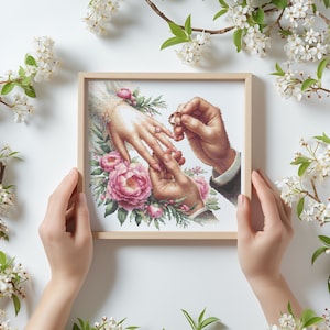 Wedding Cross Stitch Pattern Count Modern Cross Stitch Charts Watercolor Embroidery Designs Floral Cross Stitch PDF Cross Stitch Art