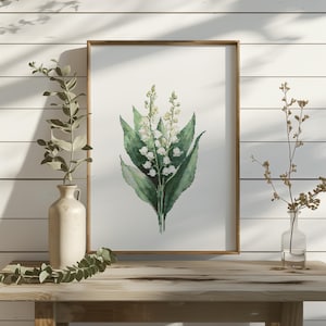 Kruissteekpatroon met lelietje-van-dalen getelde kruissteekontwerpen Geboorte bloem borduurpatroon mei geboorte bloem Kruissteekkunst