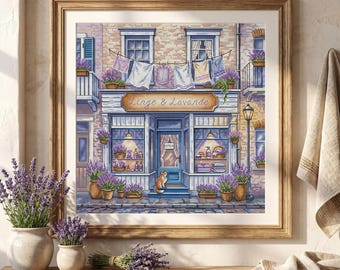 Aquarell Kreuzstich Muster PDF, Zählmuster, Frankreich Kreuzstich Designs, Lavendel Stickmotive, Provence Stil Dekor, Saga-Datei